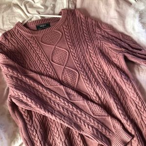 pink cable knit sweater